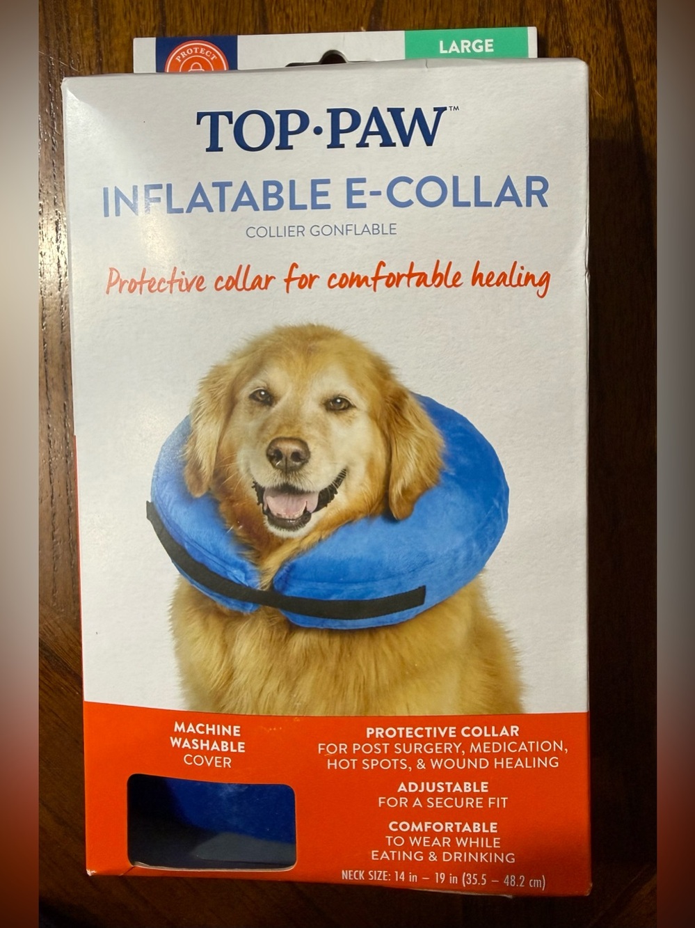 Top Paw Blue Inflatable E-Collar for Dogs - Large NIB